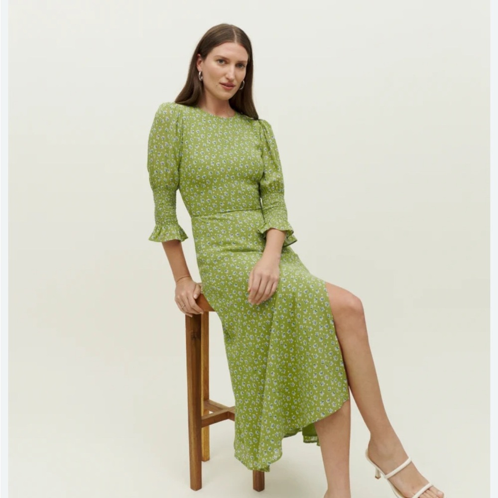 Reformation Carolena Green Midi Dress